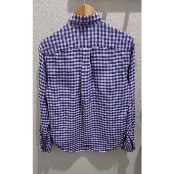 Vineyard Vines Blue Pink Plaid Classic Fit Murray Shirt Mens S 100% Linen - Picture 3 of 9